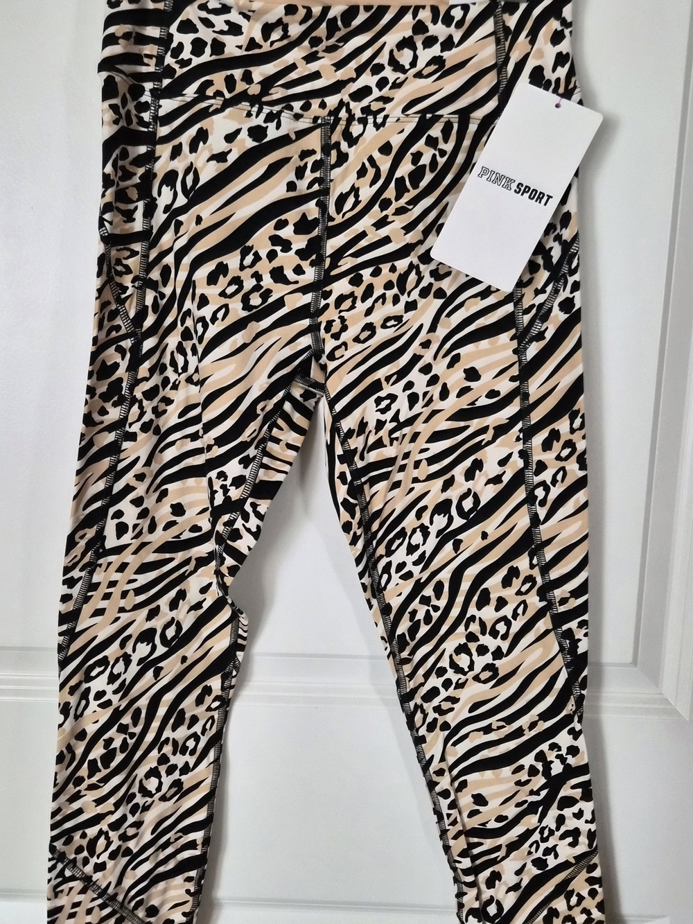 PINK Sport Animal Print Leggings - Beige & Black